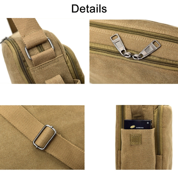 RuYiHuang Men Vintage Canvas Versatile Single-Shoulder Bag, สีกากี, สีดำ, สีน้ำตาล