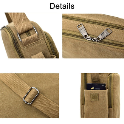 RuYiHuang Men Vintage Canvas Versatile Single-Shoulder Bag, สีกากี, สีดำ, สีน้ำตาล