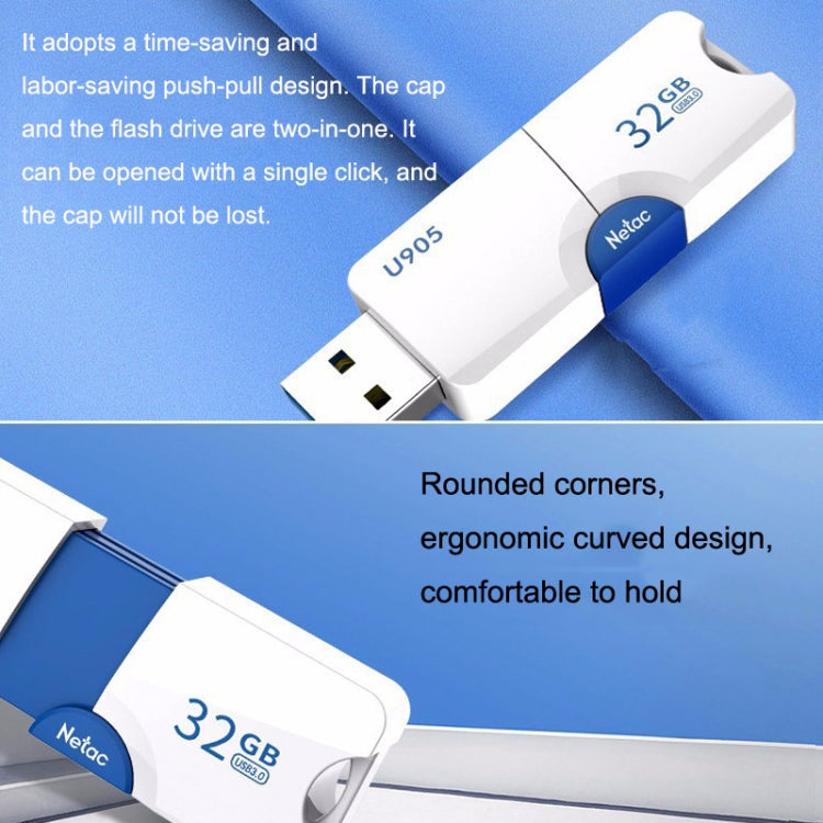 Netac U905 ความเร็วสูง USB3.0 แฟลชไดร์ฟ USB เพลงในรถยนต์หดได้, 64GB, 128GB