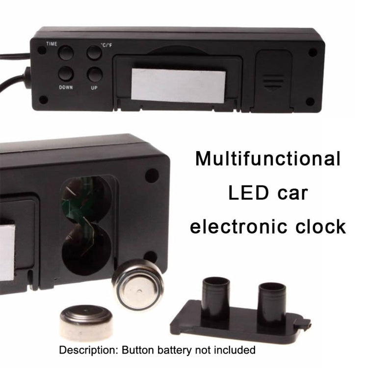 รถภายในและภายนอกอุณหภูมิคู่ + นาฬิกา + แรงดันไฟฟ้าจอแสดงผล LED อิเล็กทรอนิกส์, 4 in 1 Orange+Blue