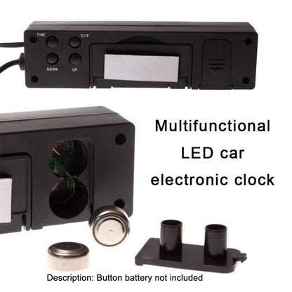 รถภายในและภายนอกอุณหภูมิคู่ + นาฬิกา + แรงดันไฟฟ้าจอแสดงผล LED อิเล็กทรอนิกส์, 4 in 1 Orange+Blue