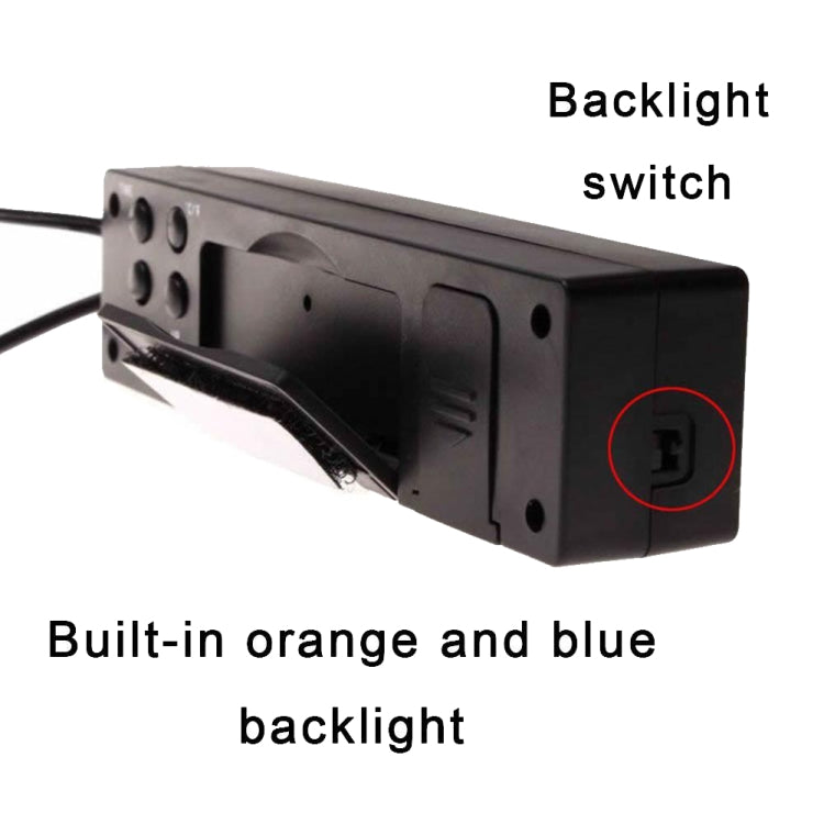 รถภายในและภายนอกอุณหภูมิคู่ + นาฬิกา + แรงดันไฟฟ้าจอแสดงผล LED อิเล็กทรอนิกส์, 4 in 1 Orange+Blue