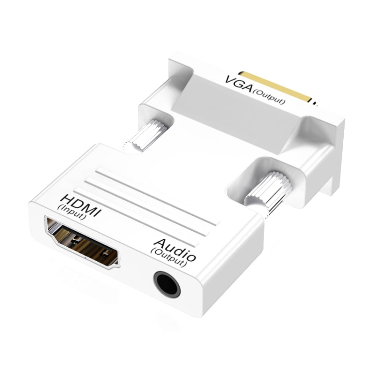 HDMI หญิงเป็นชาย VGA พร้อมอะแดปเตอร์เสียงจอภาพคอมพิวเตอร์ทีวีโปรเจคเตอร์แปลง, สีขาว, สีทอง, สีดำ