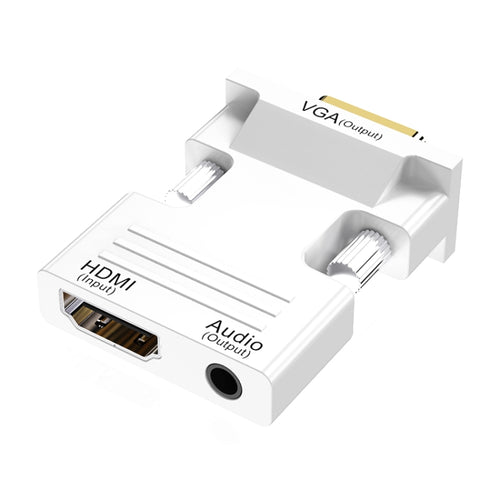 HDMI หญิงเป็นชาย VGA พร้อมอะแดปเตอร์เสียงจอภาพคอมพิวเตอร์ทีวีโปรเจคเตอร์แปลง, สีขาว, สีทอง, สีดำ