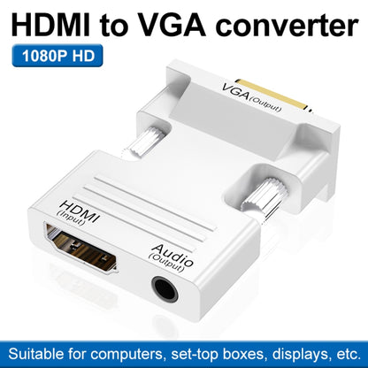 HDMI หญิงเป็นชาย VGA พร้อมอะแดปเตอร์เสียงจอภาพคอมพิวเตอร์ทีวีโปรเจคเตอร์แปลง, สีขาว, สีทอง, สีดำ