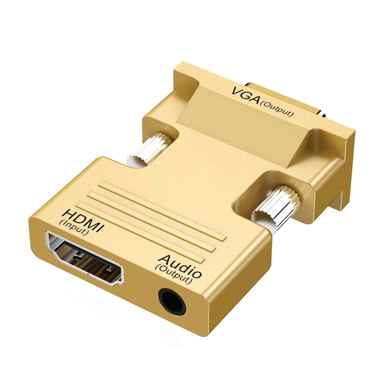 HDMI หญิงเป็นชาย VGA พร้อมอะแดปเตอร์เสียงจอภาพคอมพิวเตอร์ทีวีโปรเจคเตอร์แปลง, สีขาว, สีทอง, สีดำ