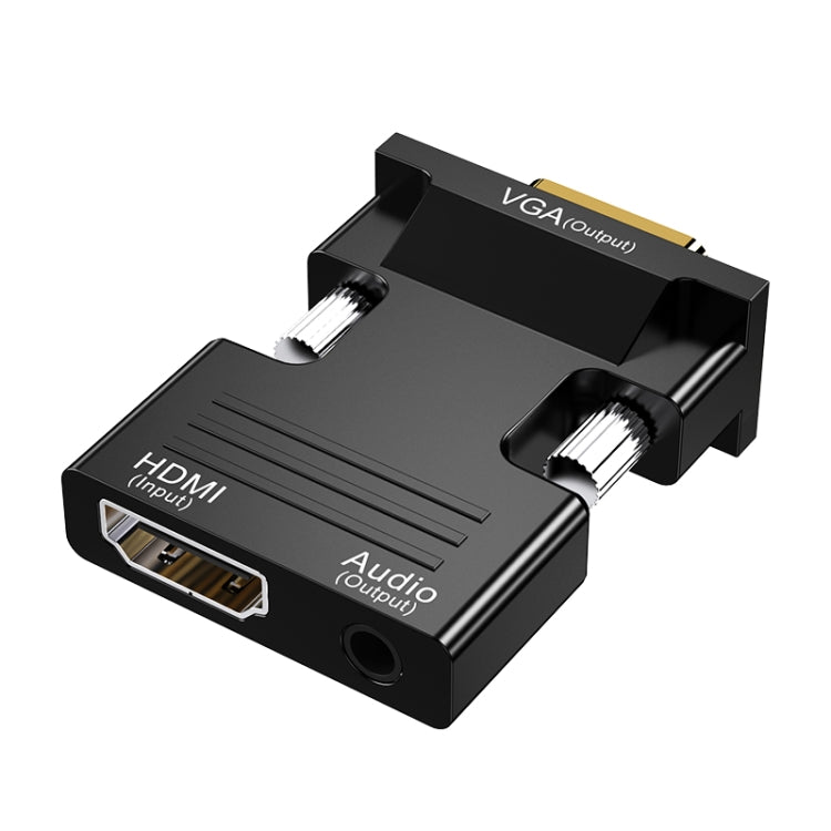 HDMI หญิงเป็นชาย VGA พร้อมอะแดปเตอร์เสียงจอภาพคอมพิวเตอร์ทีวีโปรเจคเตอร์แปลง, สีขาว, สีทอง, สีดำ
