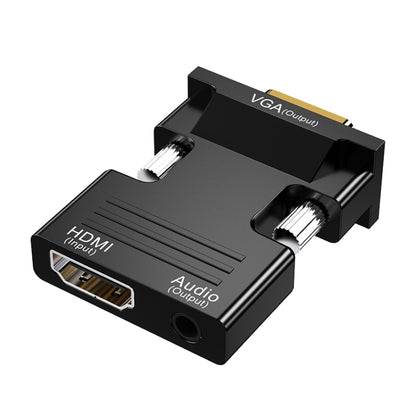 HDMI หญิงเป็นชาย VGA พร้อมอะแดปเตอร์เสียงจอภาพคอมพิวเตอร์ทีวีโปรเจคเตอร์แปลง, สีขาว, สีทอง, สีดำ