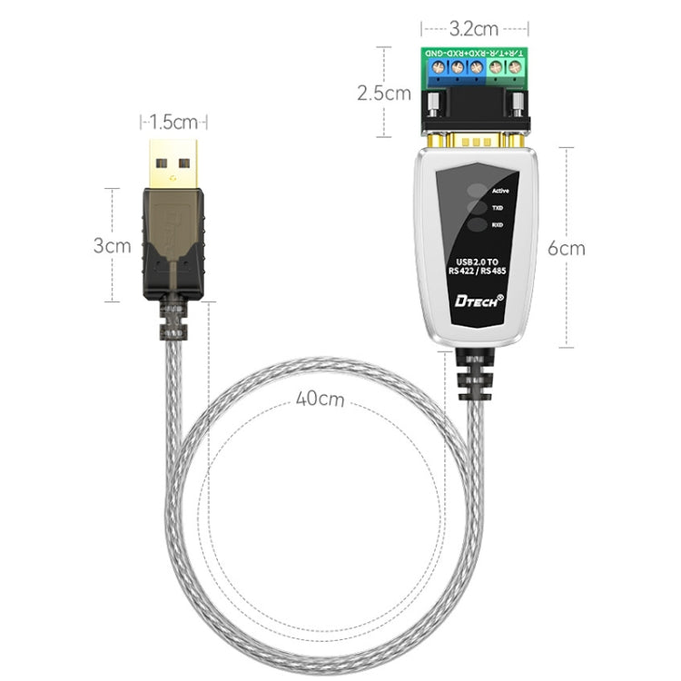 DTECH DT-5119 0.5m USB เป็น RS485/422 Industrial Converter Serial Line Communication Adapter, DT-5119 0.5m