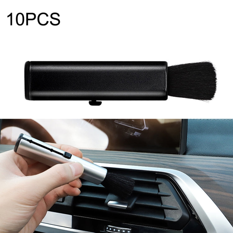 10 PCS Car Air Conditioner Air Outlet แปรงทำความสะอาดแบบยืดหดได้, 10PCS+Black, 10PCS+Silver