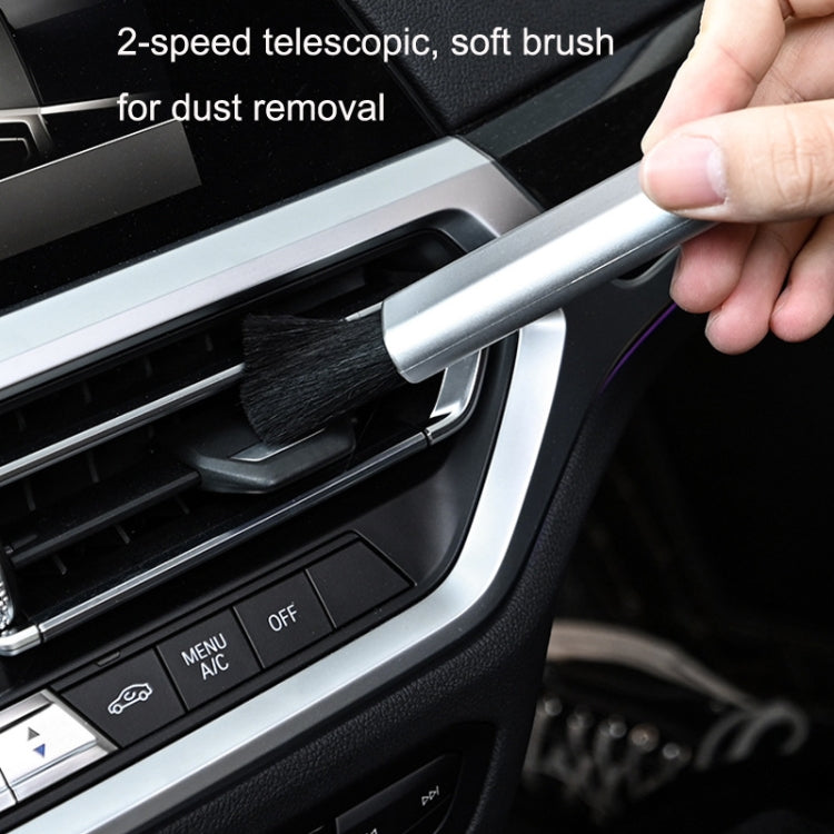 10 PCS Car Air Conditioner Air Outlet แปรงทำความสะอาดแบบยืดหดได้, 10PCS+Black, 10PCS+Silver