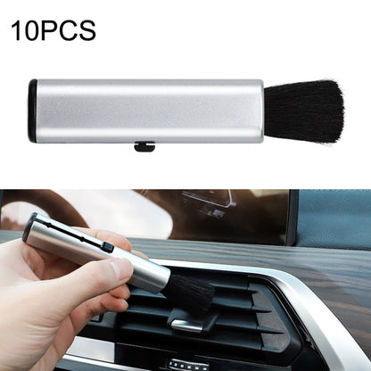 10 PCS Car Air Conditioner Air Outlet แปรงทำความสะอาดแบบยืดหดได้, 10PCS+Black, 10PCS+Silver