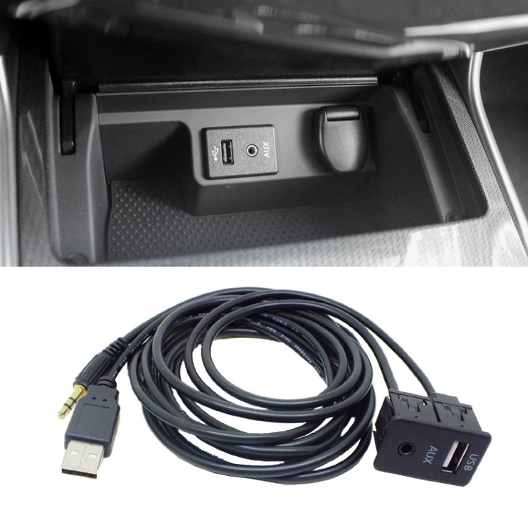 รถดัดแปลง AUX + USB ซ็อกเก็ตอุปกรณ์ปรับแต่งเสียงสายต่อ USB 3.5 มม, AUX+USB