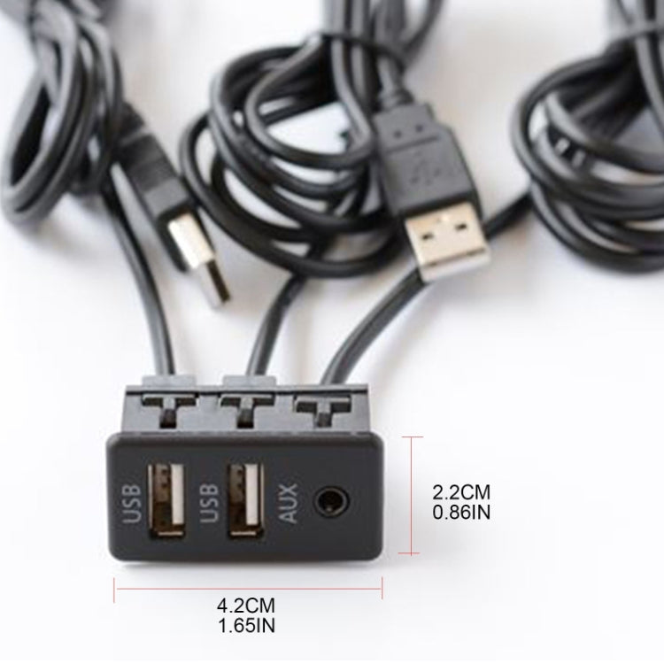 การดัดแปลงรถยนต์แบบสากล Dual USB + AUX อินเตอร์เฟสการชาร์จที่นั่ง, USB+USB+AUX