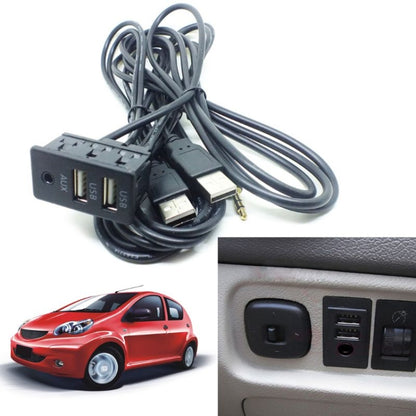 การดัดแปลงรถยนต์แบบสากล Dual USB + AUX อินเตอร์เฟสการชาร์จที่นั่ง, USB+USB+AUX