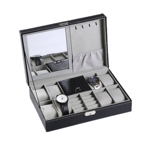 8-Bit Watch Display Storage Boxสร้อยคอแหวนกล่องเครื่องประดับพร้อมกระจก, 8-Bit Watch Display Box
