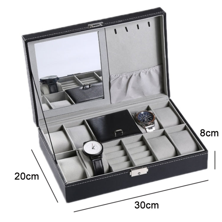 8-Bit Watch Display Storage Boxสร้อยคอแหวนกล่องเครื่องประดับพร้อมกระจก, 8-Bit Watch Display Box