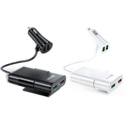 2PCS QC3.0 สี่พอร์ต Fast 5V 8A Car Charger ที่ชาร์จเบาะหลัง, 2PCS+Black, 2PCS+White
