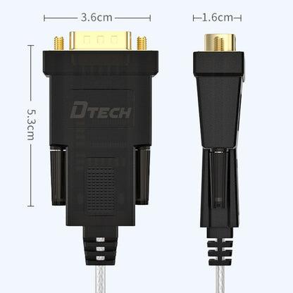 DTECH DT-5002A 1.8m USB To RS232 Serial Line DB9 เข็มพอร์ต COM, 1.8m