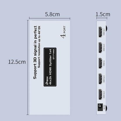 DTECH DT-7144A HDMI 2.0 1 In 4 Out 4K X 2K HD Video Splitter, ปลั๊ก CN, DT-7144A