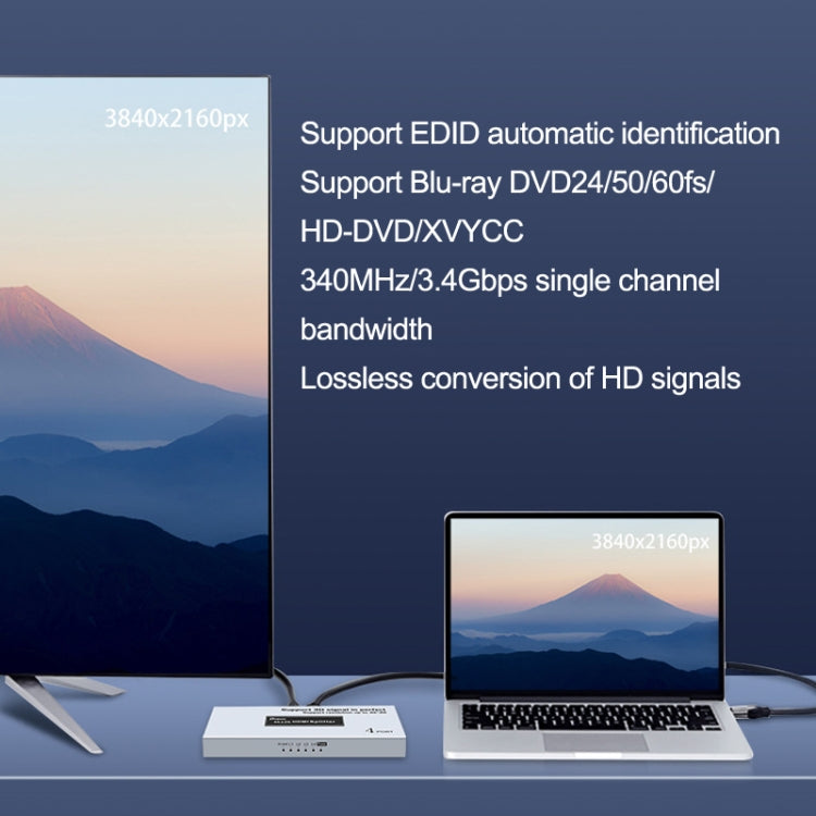 DTECH DT-7144A HDMI 2.0 1 In 4 Out 4K X 2K HD Video Splitter, ปลั๊ก CN, DT-7144A
