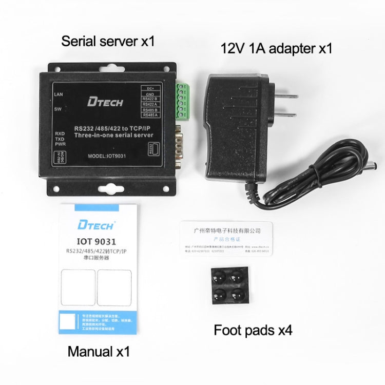 DTECH IOT9031 RS232/485/422 ถึง TCP 3 ใน 1 เซิร์ฟเวอร์อนุกรม, ปลั๊ก CN, IOT9031 RS232/485/422 To TCP