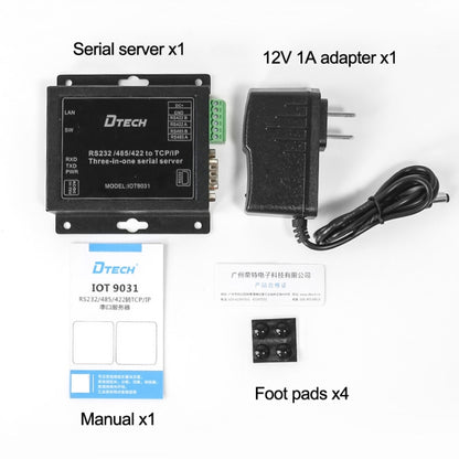 DTECH IOT9031 RS232/485/422 ถึง TCP 3 ใน 1 เซิร์ฟเวอร์อนุกรม, ปลั๊ก CN, IOT9031 RS232/485/422 To TCP