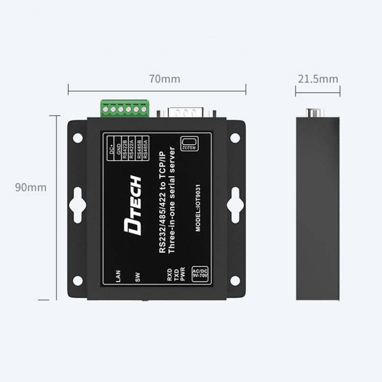 DTECH IOT9031 RS232/485/422 ถึง TCP 3 ใน 1 เซิร์ฟเวอร์อนุกรม, ปลั๊ก CN, IOT9031 RS232/485/422 To TCP