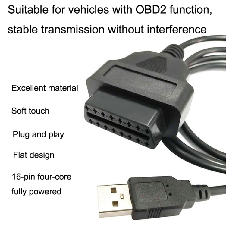 16PIN USB AM เป็น OBD2 สายแปลงหญิงรถสายวินิจฉัยคอมพิวเตอร์, 16PIN