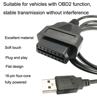 16PIN USB AM เป็น OBD2 สายแปลงหญิงรถสายวินิจฉัยคอมพิวเตอร์, 16PIN