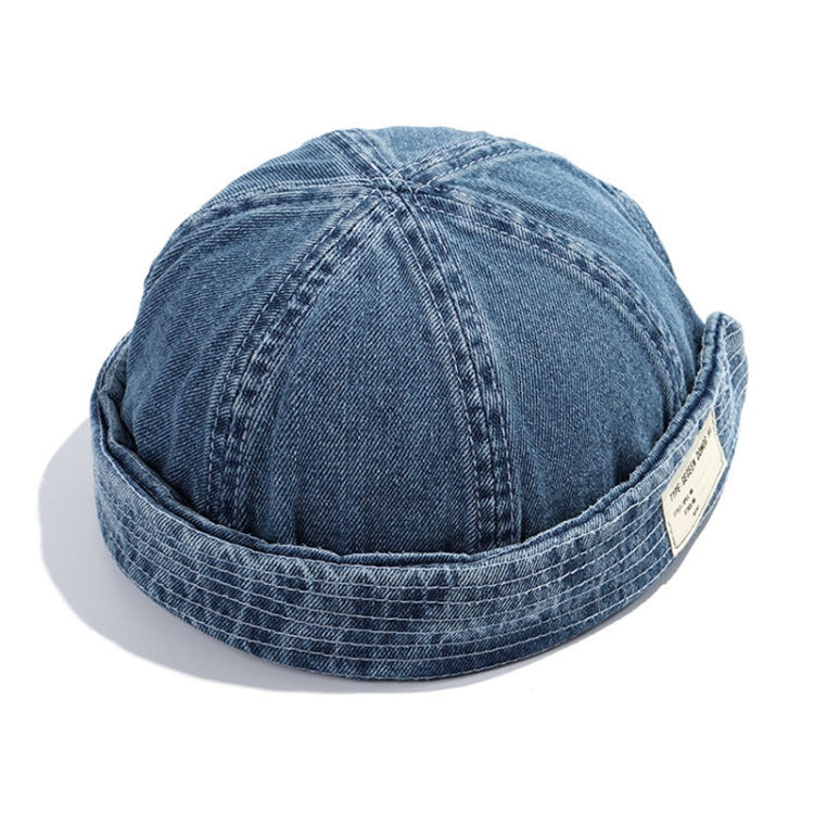 GEGEEN DOMOG หมวกคาวบอยเจ้าของบ้าน หมวกแตงโมวรรณกรรม หมวกกะลาสีย้อนยุค, Denim Blue