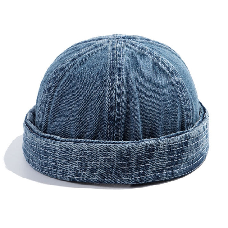 GEGEEN DOMOG หมวกคาวบอยเจ้าของบ้าน หมวกแตงโมวรรณกรรม หมวกกะลาสีย้อนยุค, Denim Blue