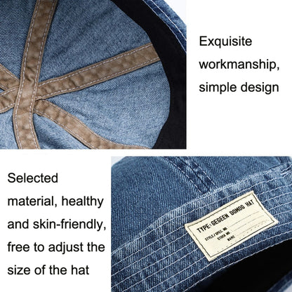 GEGEEN DOMOG หมวกคาวบอยเจ้าของบ้าน หมวกแตงโมวรรณกรรม หมวกกะลาสีย้อนยุค, Denim Blue