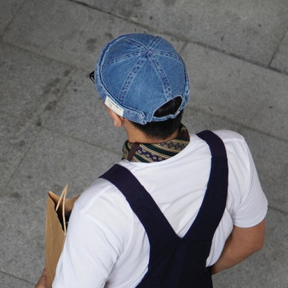 GEGEEN DOMOG หมวกคาวบอยเจ้าของบ้าน หมวกแตงโมวรรณกรรม หมวกกะลาสีย้อนยุค, Denim Blue