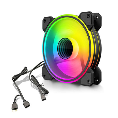 COOLMOON 12cm Infinity Lens พัดลมระบายความร้อนคอมพิวเตอร์ PWM ARGB Chassis Cooling Fan, WF1 (Black)