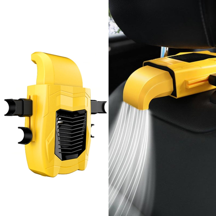F415 พัดลม USB มัลติฟังก์ชั่นหลังเบาะรถยนต์, สีดำ, สีเหลือง