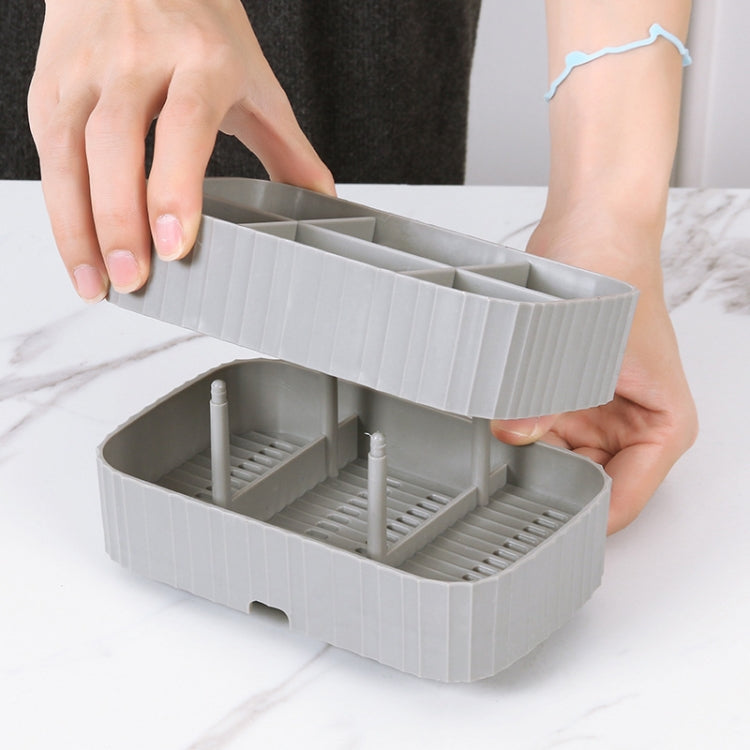 2 PCS ชั้นวางมีดช้อนครัว Draining ตะเกียบกรงกล่องเก็บของมัลติฟังก์ชั่น, 2 PCS Grey