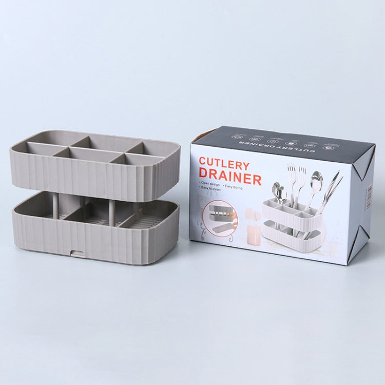 2 PCS ชั้นวางมีดช้อนครัว Draining ตะเกียบกรงกล่องเก็บของมัลติฟังก์ชั่น, 2 PCS Grey