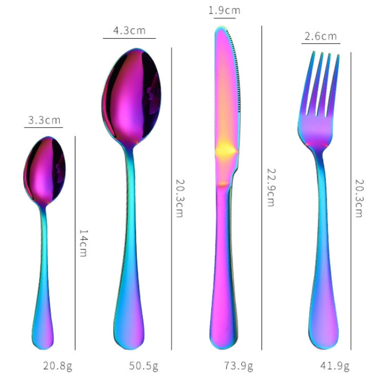 ชุดช้อนส้อมสเต็กสแตนเลส 4 ชิ้น/เซ็ต, True Color, Golden, Rose Gold, Colorful, Black