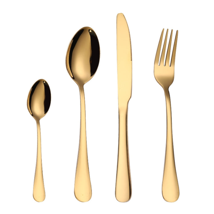 ชุดช้อนส้อมสเต็กสแตนเลส 4 ชิ้น/เซ็ต, True Color, Golden, Rose Gold, Colorful, Black