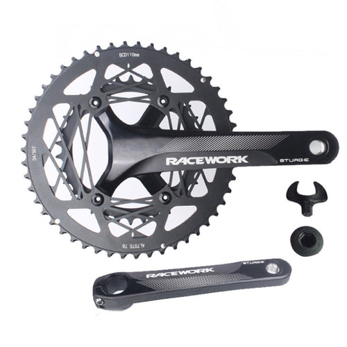 RACEWORK RKRFA จักรยานเสือหมอบอะลูมิเนียมอัลลอย 22 สปีด Crankset, Spec:, 50-34T without BB, 53-39T without BB, 50-34T with BB, 53-39T with BB