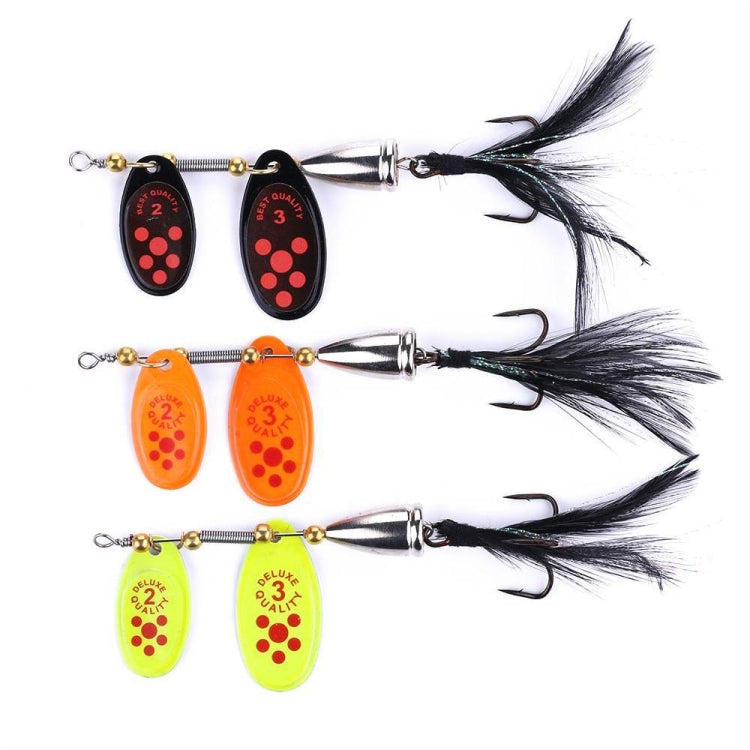 4 PCS HENGJIA SP304 6.5cm 13g Feather Hook เหยื่อล่อถนนเลื่อมหมุน, SP304 Orange Red, SP304 Black, SP304 Yellow