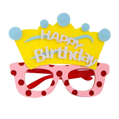 2 PCS แว่นตาตลกวันเกิดปาร์ตี้การ์ตูนตกแต่งภาพ Props, รูปร่าง:, Happy Birthday Dot, Pink Firebird, Blue Bear, Rose Red Firebird, Blue Letters, Frog, Angel Wings, Yellow Letters, Pink Letters