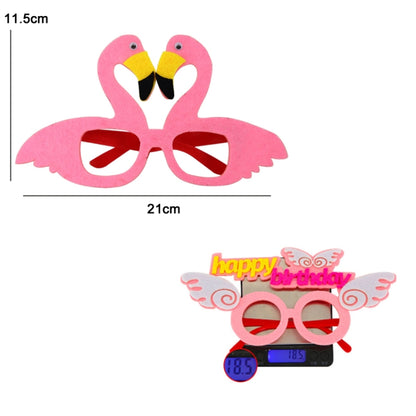 2 PCS แว่นตาตลกวันเกิดปาร์ตี้การ์ตูนตกแต่งภาพ Props, รูปร่าง:, Happy Birthday Dot, Pink Firebird, Blue Bear, Rose Red Firebird, Blue Letters, Frog, Angel Wings, Yellow Letters, Pink Letters
