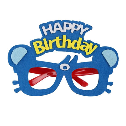 2 PCS แว่นตาตลกวันเกิดปาร์ตี้การ์ตูนตกแต่งภาพ Props, รูปร่าง:, Happy Birthday Dot, Pink Firebird, Blue Bear, Rose Red Firebird, Blue Letters, Frog, Angel Wings, Yellow Letters, Pink Letters