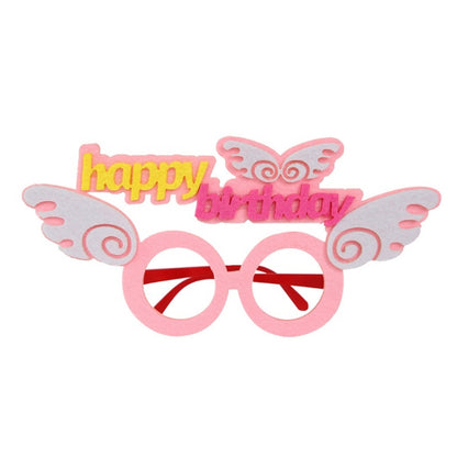 2 PCS แว่นตาตลกวันเกิดปาร์ตี้การ์ตูนตกแต่งภาพ Props, รูปร่าง:, Happy Birthday Dot, Pink Firebird, Blue Bear, Rose Red Firebird, Blue Letters, Frog, Angel Wings, Yellow Letters, Pink Letters