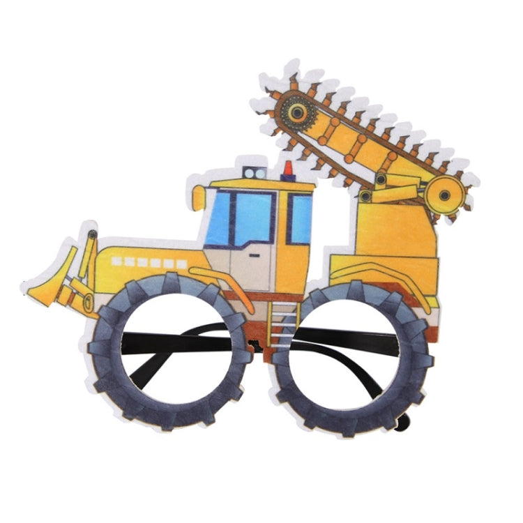 3 PCS เด็กปาร์ตี้วันเกิดตลกแว่นตา Photo Props, Logging Truck, Forklift, Tanker Truck, Small Crane, Bulldozer, Engineering Cap, Expel Soil Machine, Dump Truck, Excavator, Grinder, Screw Machine, Crane, Bus, Red Excavator, Orange Bulldozer, Yellow Excava...