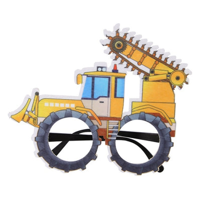 3 PCS เด็กปาร์ตี้วันเกิดตลกแว่นตา Photo Props, Logging Truck, Forklift, Tanker Truck, Small Crane, Bulldozer, Engineering Cap, Expel Soil Machine, Dump Truck, Excavator, Grinder, Screw Machine, Crane, Bus, Red Excavator, Orange Bulldozer, Yellow Excava...