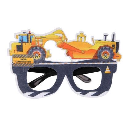 3 PCS เด็กปาร์ตี้วันเกิดตลกแว่นตา Photo Props, Logging Truck, Forklift, Tanker Truck, Small Crane, Bulldozer, Engineering Cap, Expel Soil Machine, Dump Truck, Excavator, Grinder, Screw Machine, Crane, Bus, Red Excavator, Orange Bulldozer, Yellow Excava...