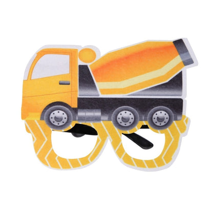 3 PCS เด็กปาร์ตี้วันเกิดตลกแว่นตา Photo Props, Logging Truck, Forklift, Tanker Truck, Small Crane, Bulldozer, Engineering Cap, Expel Soil Machine, Dump Truck, Excavator, Grinder, Screw Machine, Crane, Bus, Red Excavator, Orange Bulldozer, Yellow Excava...